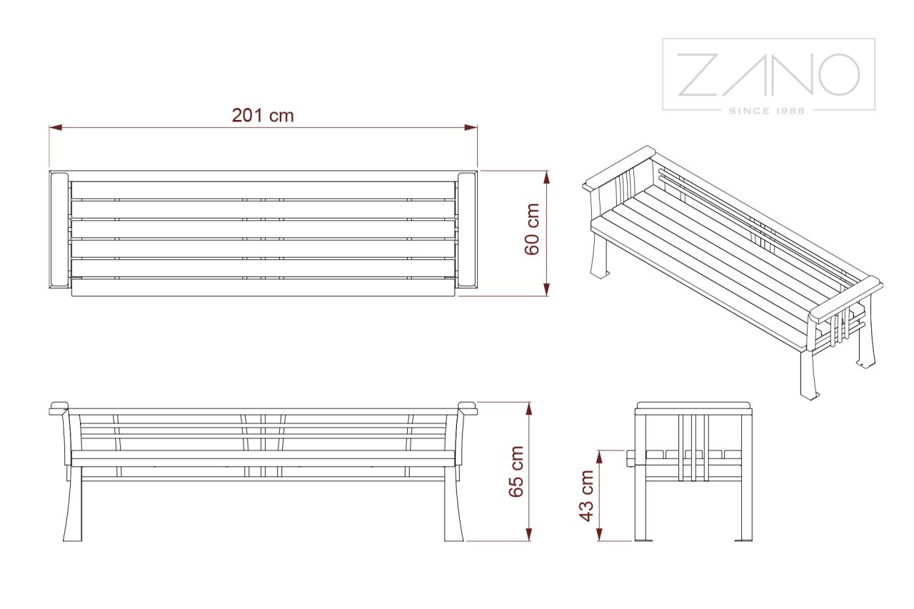 Bench 02.484 - dimensions