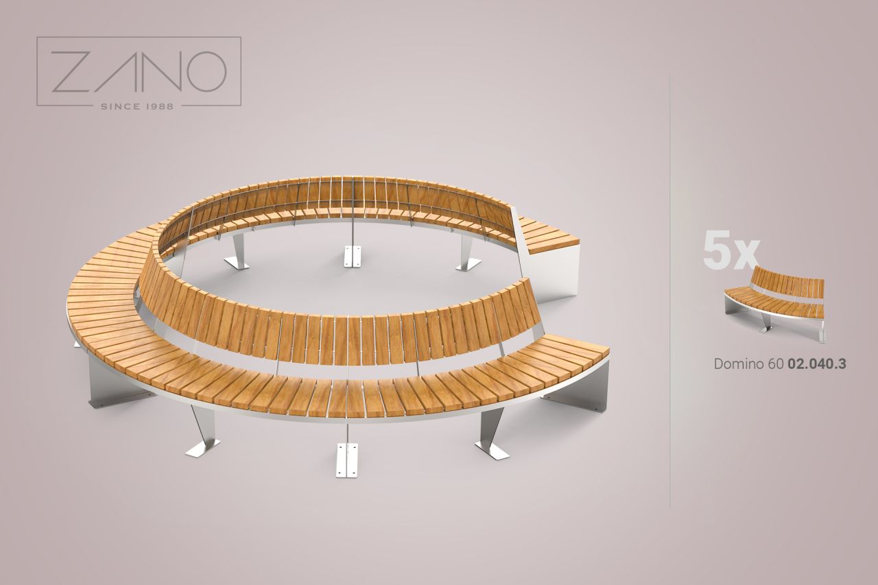 Circular composition of 60 degree benches